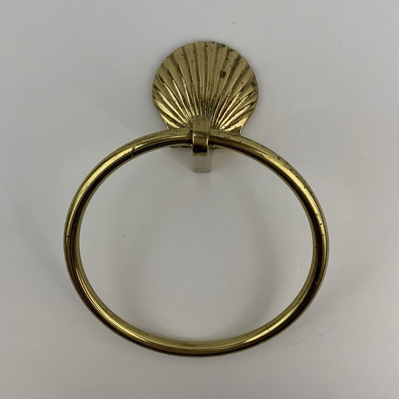 Other - Brass Shell Clam Towel Ring Holder Wall Mount Bathroom Hanger Mod